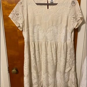 Cream Old Navy knee length lace dress XL